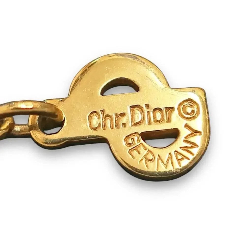 CHRISTIAN DIOR AUTH VINTAGE Gold Signature Necklace